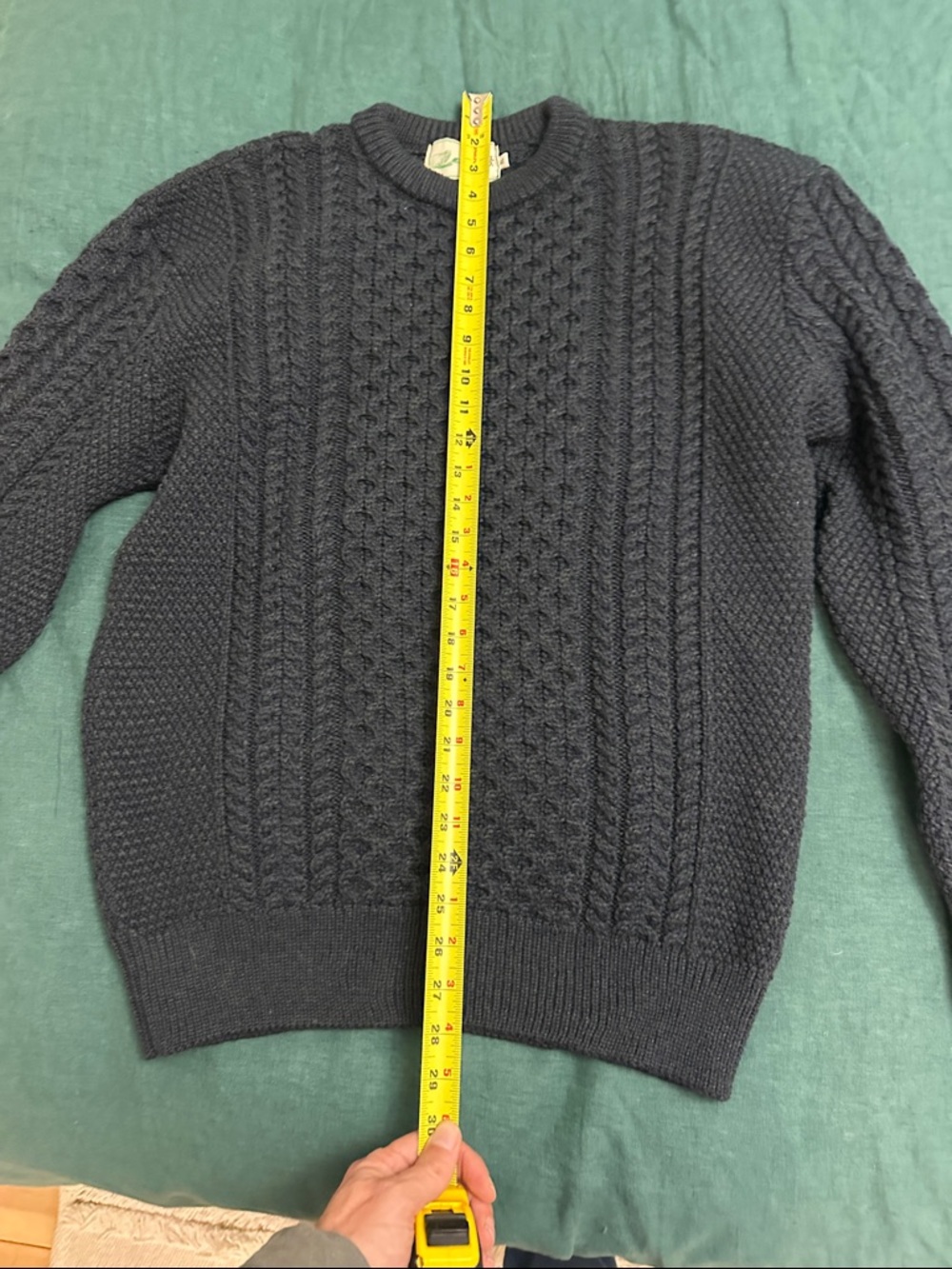Men's Aron Knit Cable Crewneck Sweater - Navy